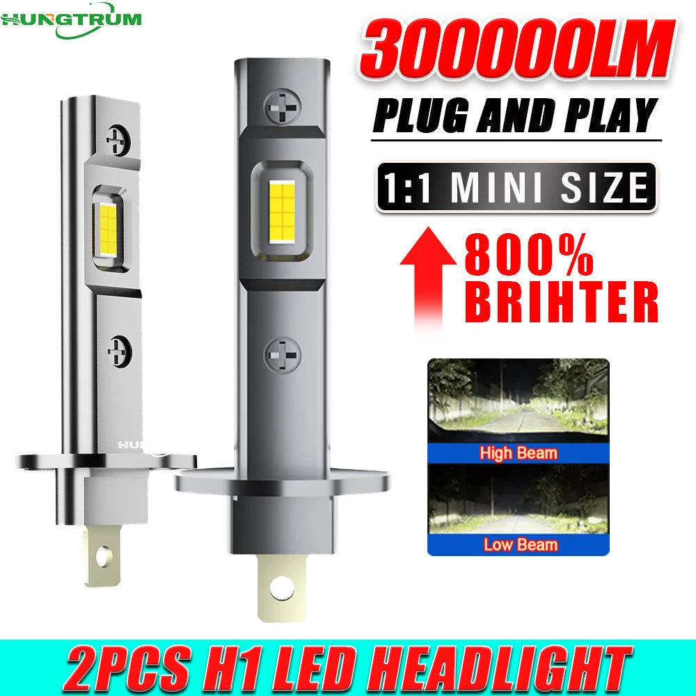 H1 LED CANBUS Bulbs 300000LM 150W High Power Wireless Headlight Plug And Play 1:1 Mini Siz