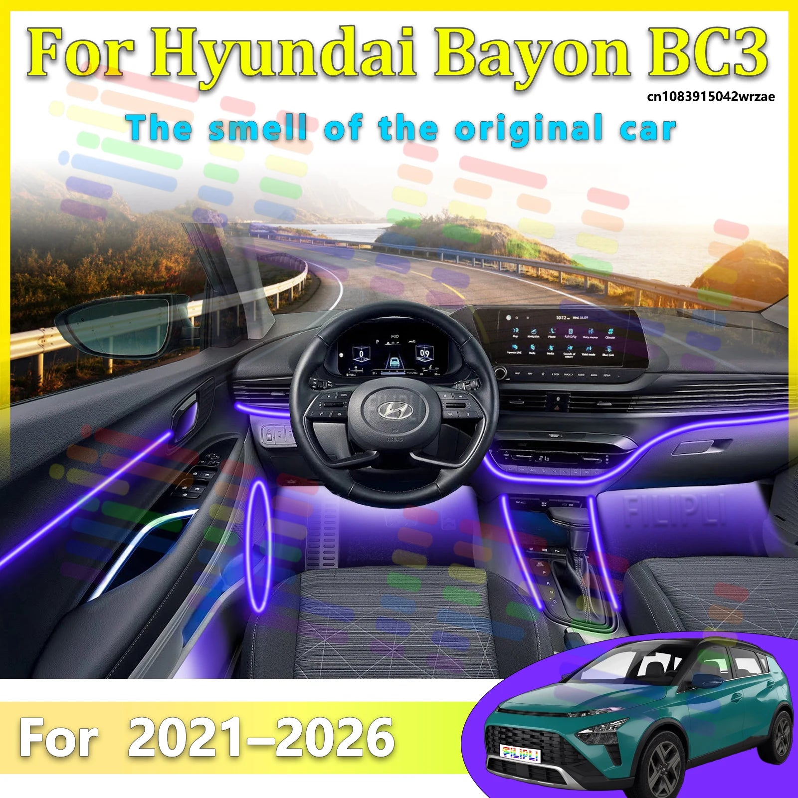 64 RGB - Neon Strip - for Hyundai BC3 - App Control - Car Interior Lighting | AUTOKITSHOP
