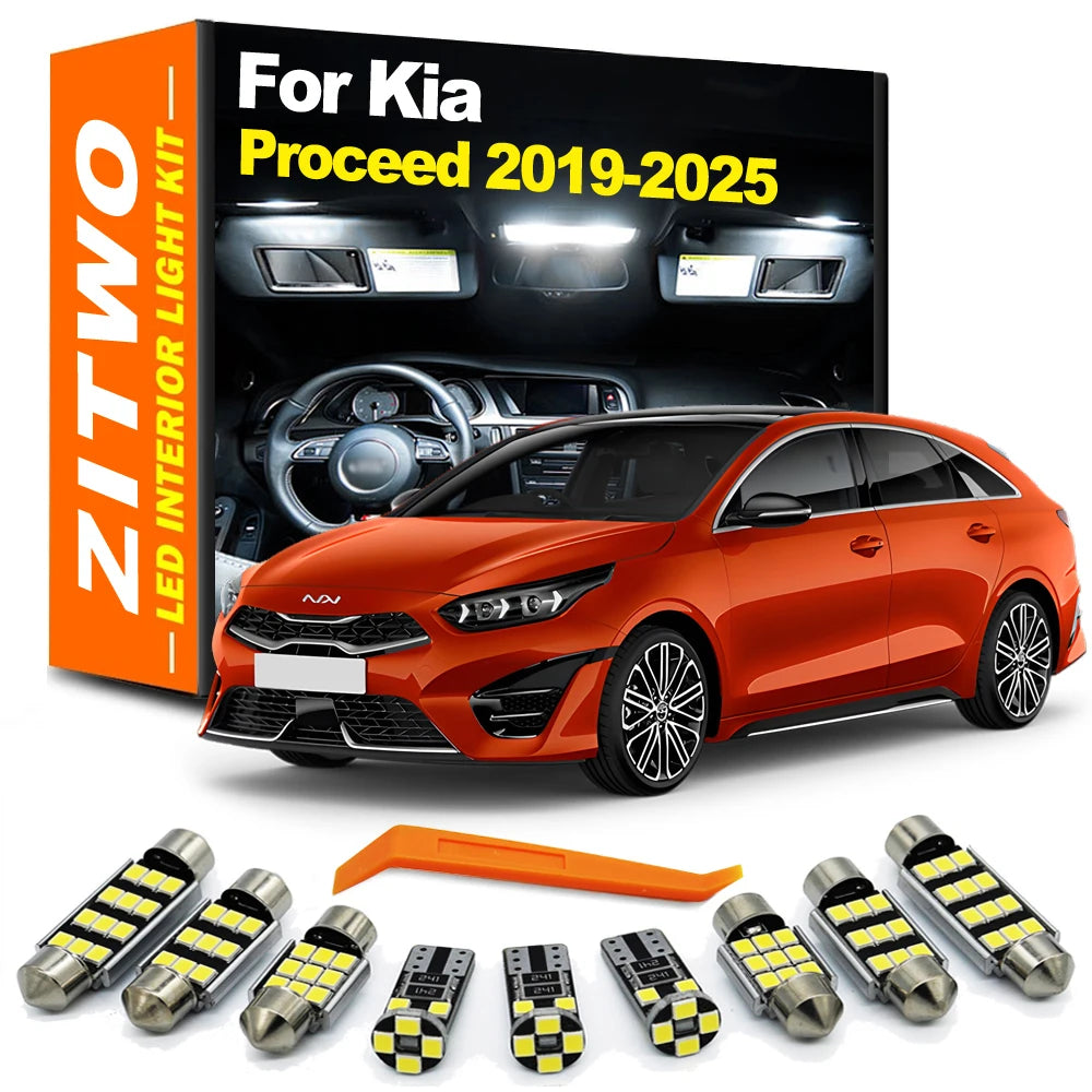 ZITWO 12Pcs For Kia Proceed 2019 2020 2021 2022 2023 2024 2025 LED Bulb Interior Dome Reading Glove Box License Plate Light Kit