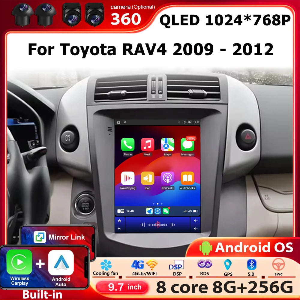 Car Radio Multimedia Video Player GPS Navigation For Toyota RAV4 2009 - 2012 Android 16 Au