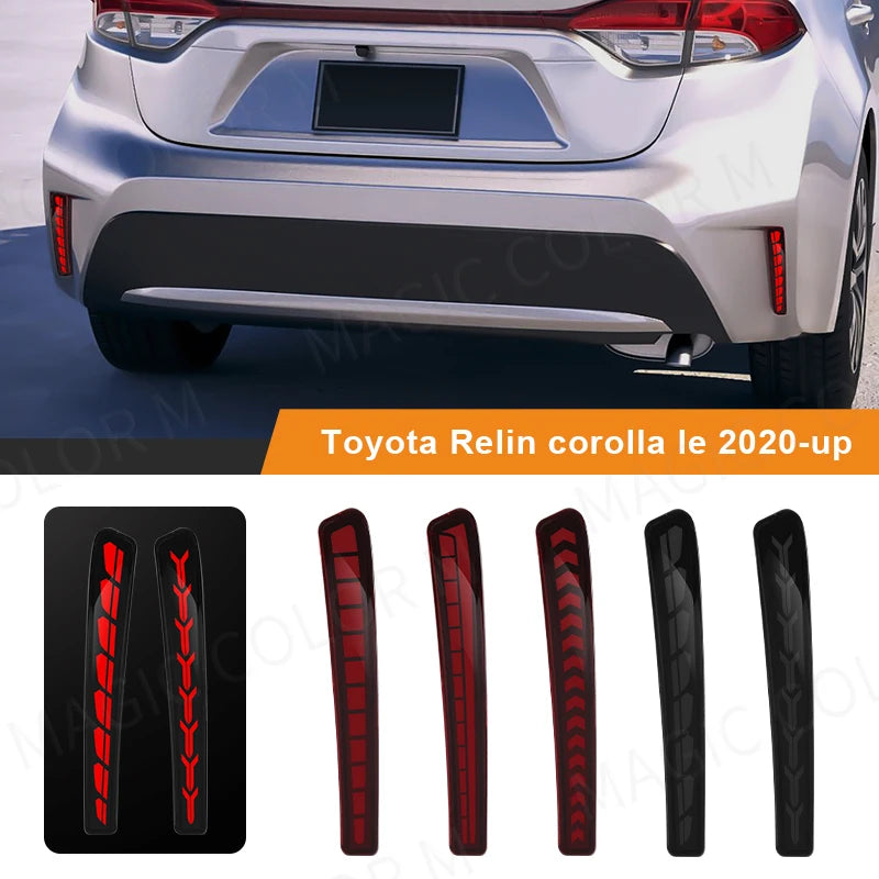 For Toyota Corolla Altis L LE XLE 2020 2021 Car Rear Bumper Reflector Red Smoked Sequentia | AUTOKITSHOP