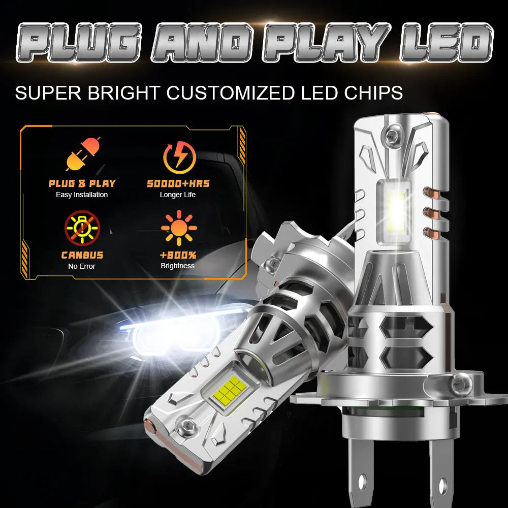 H4 H7 2000000LM High Power LED Headlight Wireless 9003 HB2 Car Motorcycle Hi/Lo Beam Led L