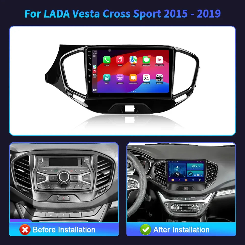 9”Car Radio Android 16 For LADA Vesta Cross Sport 2015-2019 BT Carplay Multimedia Navigati