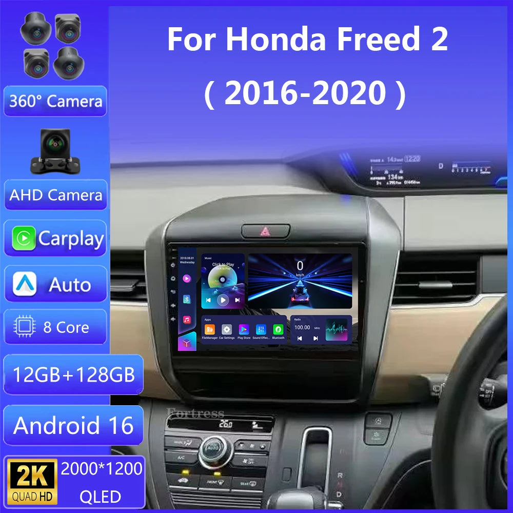 Android 16 Car Radio For Honda Freed 2 2016 - 2020 GPS DSP Wireless Carplay Auto Multimedi