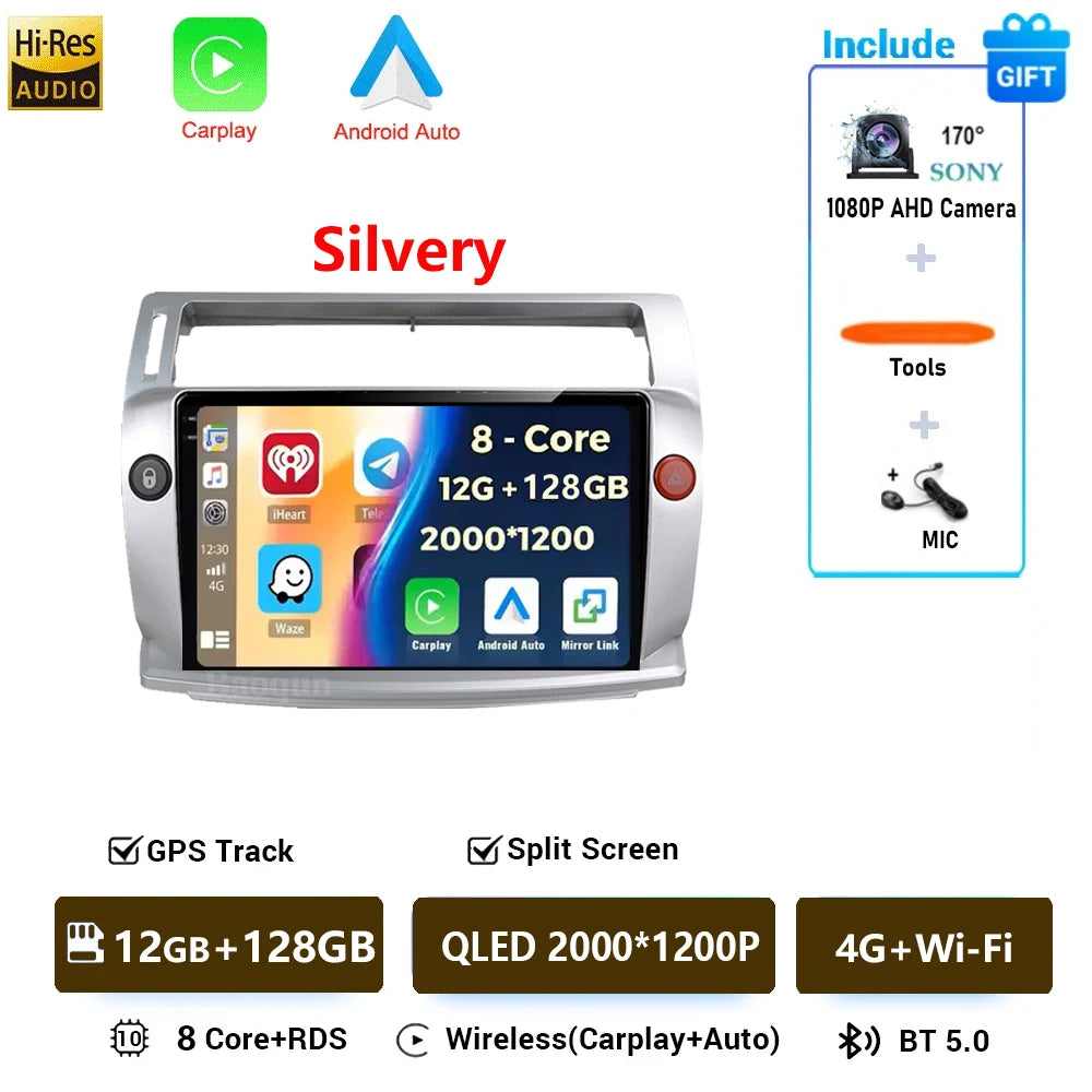 Android 16 For Citroen C4 C-Triomphe Quatre 2004-2014 Navigation GPS Multimedia Car Radio
