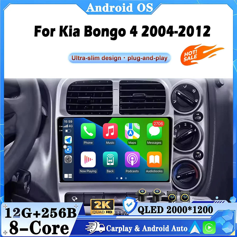 Car Radio Android 16 For Kia Bongo 4 2004-2012 Wireless Carplay Multimedia Video Player Wi