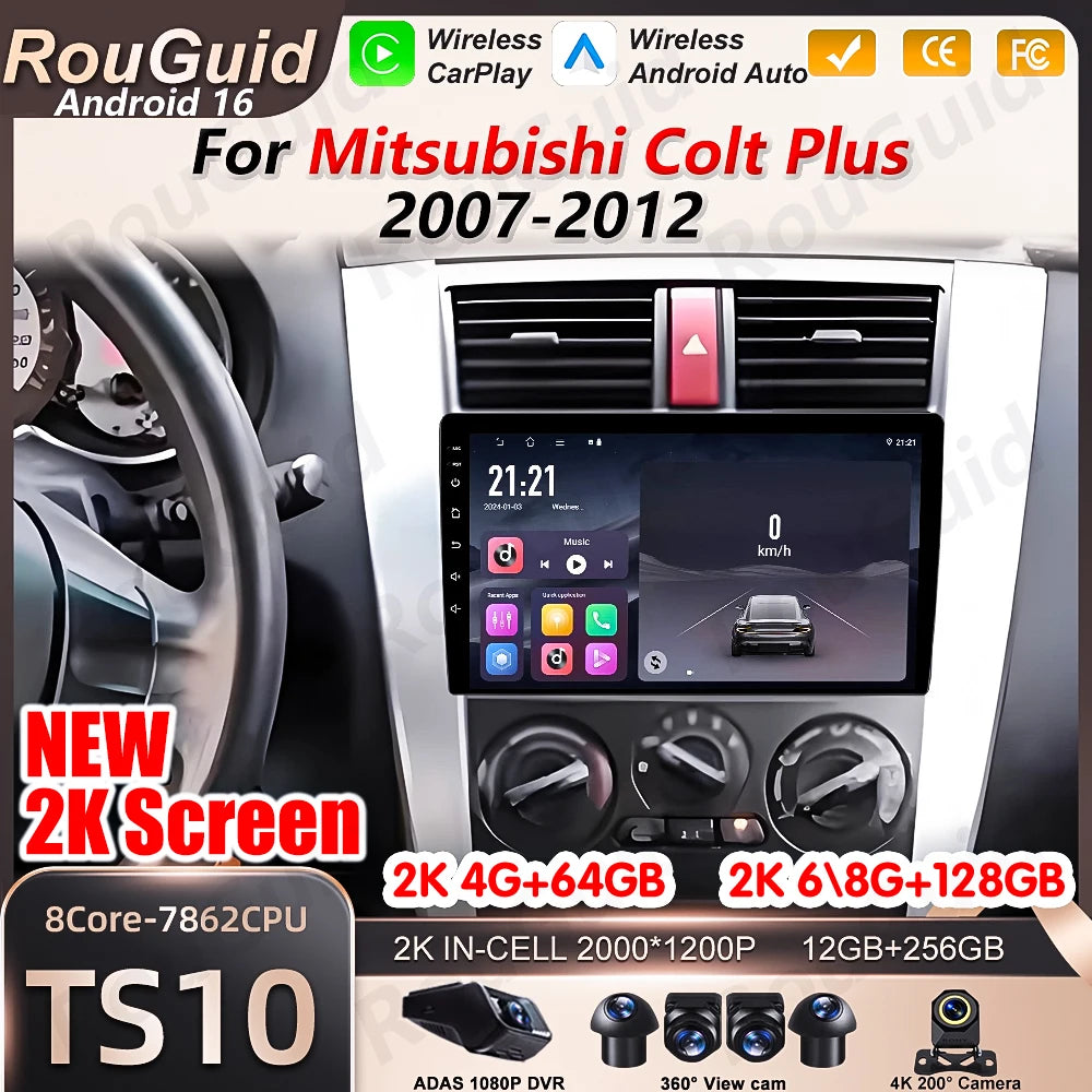Android 16 Car Radio For Mitsubishi Colt Plus 2007 2008 2009 2010 2011 2012 Car Stereo 2K  | AUTOKITSHOP