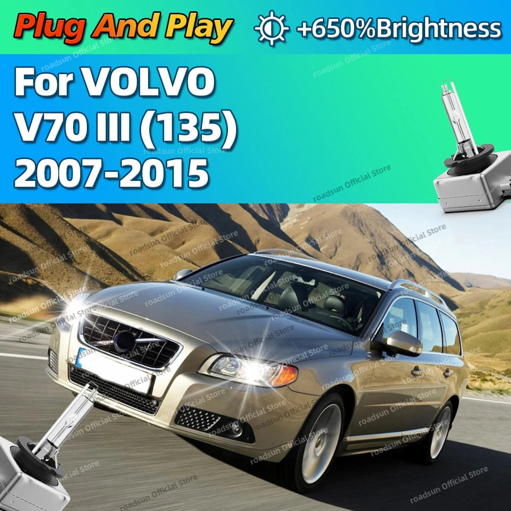 Xenon 35W 6000K White Car HID Headlight Replace Light Bulbs For VOLVO V70 III 135 2007-201