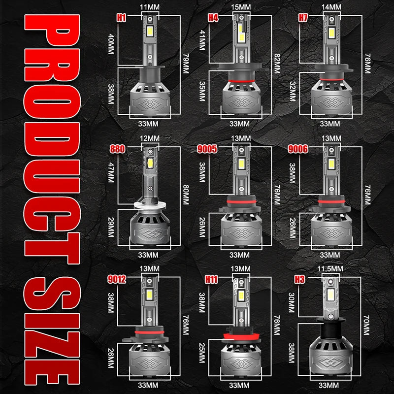 2X 35W H1 H3 H4 H7 Led Headlights car Plug and Play High Power H11 H8 H9 HB3 HB4 9005 9006