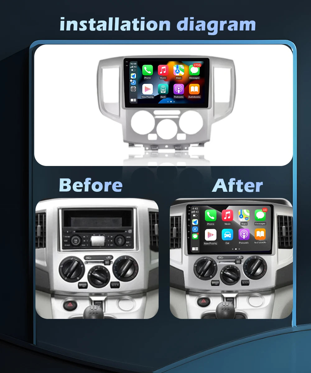 9 inch Screen For Nissan NV200 200 2009-2014 Car Radio Multimedia Player Wireless CarPlay