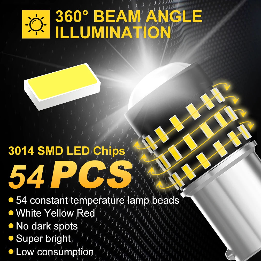 TOAUTO 2PCS P21 LED Light Car BA15S BAU15S BAY15D P21W PY21W Signal Light Additional Brake