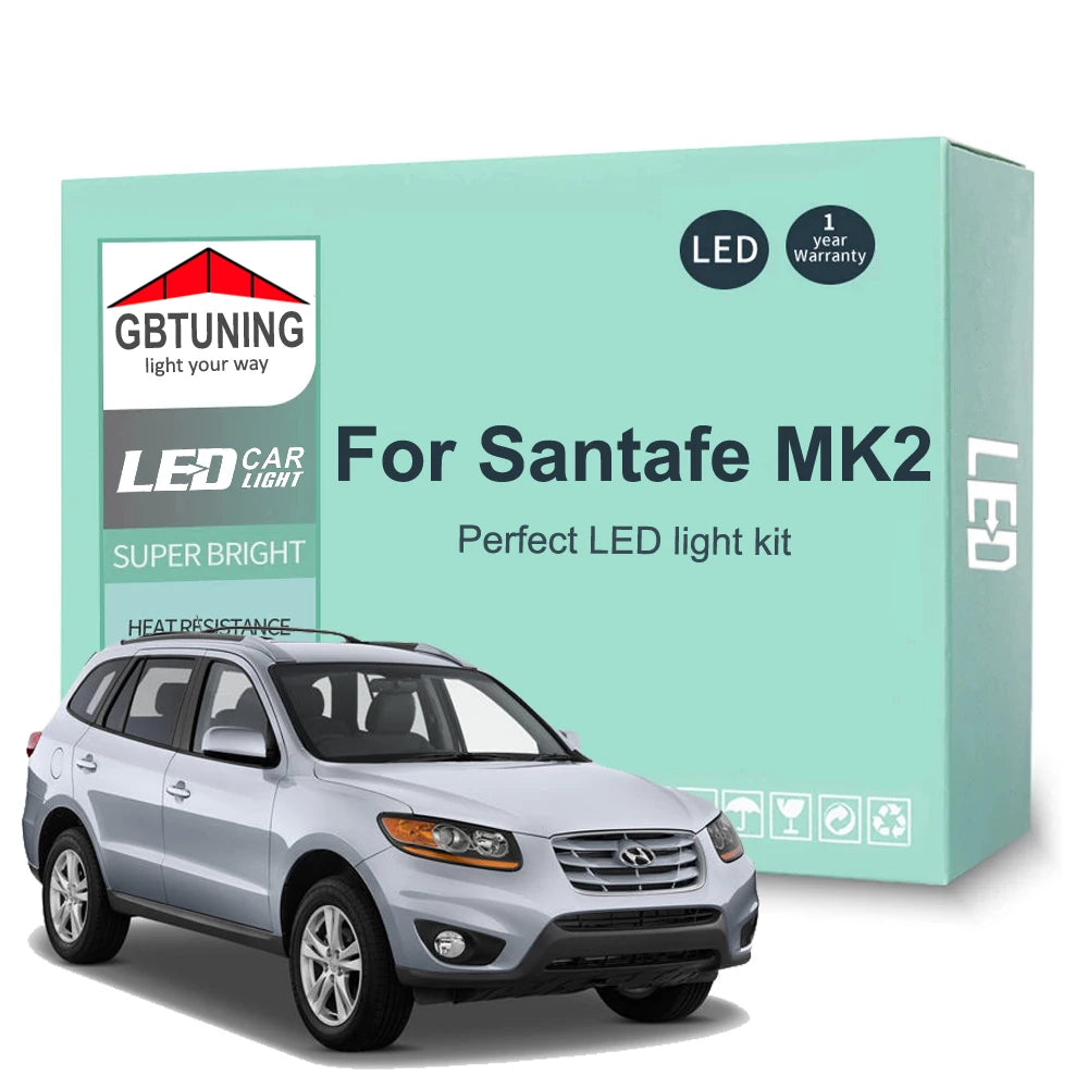 12-Piece LED Interior Light Kit for Hyundai Santa Fe Santafe MK2 2 II CM - Canbus Error-Free Bulbs | AUTOKITSHOP