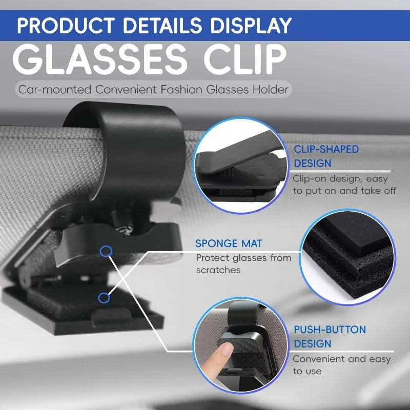 Car Sun Visor Sunglasses Clip Holder Universal Stable Glasses Hanger Card Ticket Organizer Inter - Automotive LED Light