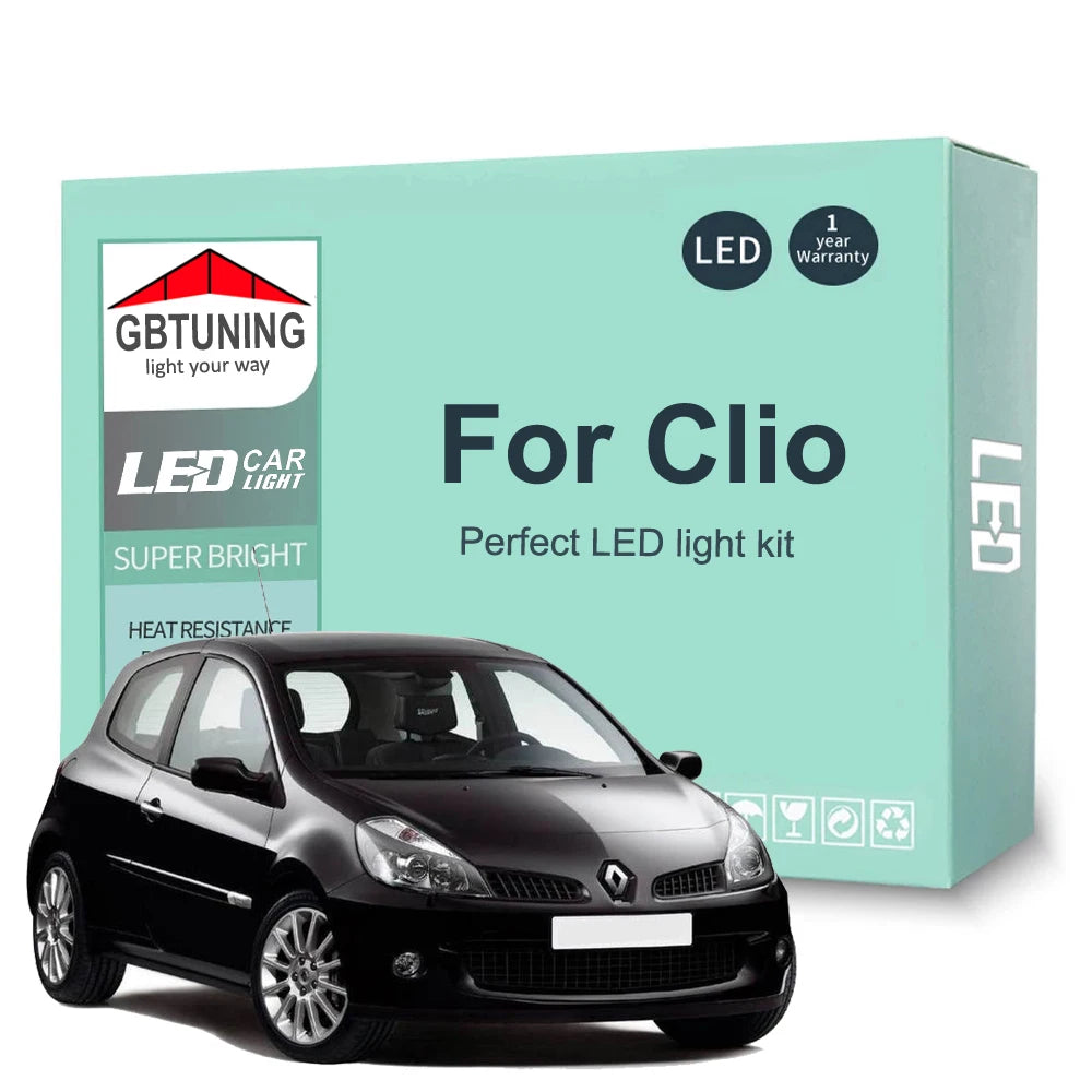 LED Interior Light Kit for Renault Clio 2 II MK2 3 III MK3 4 IV MK4 5 V MK5 1998-2023 - Canbus Dome Map Door Trunk Bu...