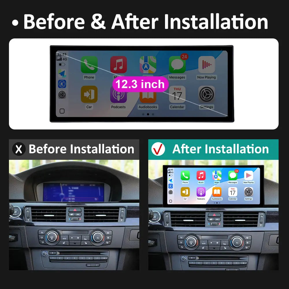 10.33 / 12.3 inch Android 15 System for BMW 3 Series E90 E91 E92 2004 2005 - 2012 CCC CIC  | AUTOKITSHOP