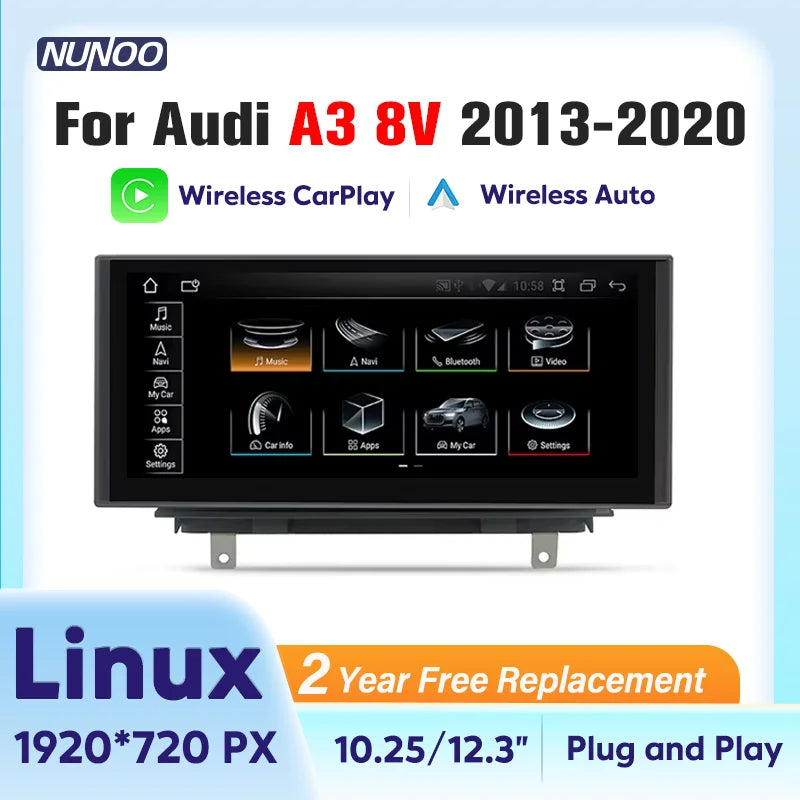 Linux Wireless CarPlay For Audi A3 8V 2013-2020 Multimedia Screen Android Auto Car Radio G
