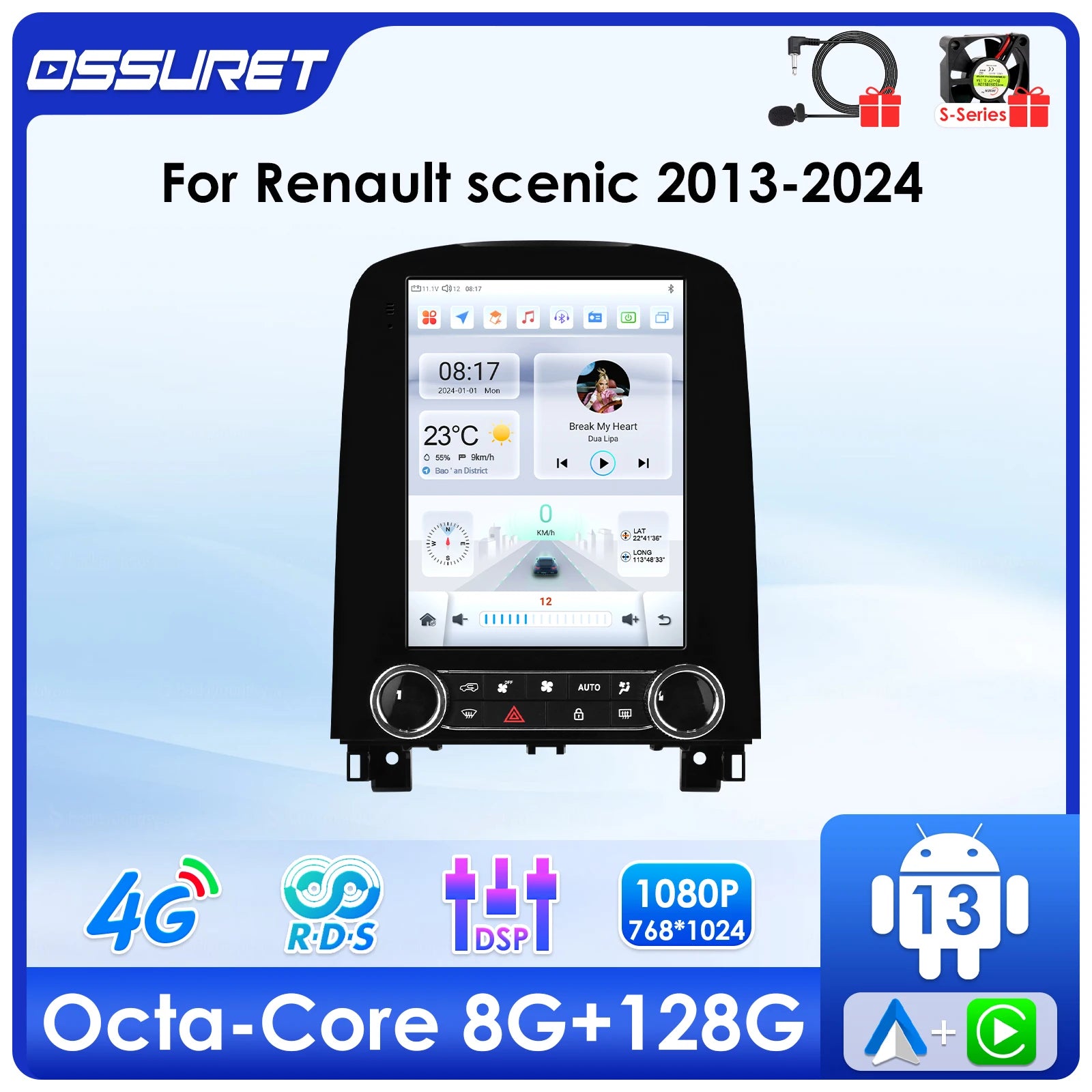9.7"7862 Android 13 Car radio GPS Stereo for Renault scenic 2013-2024 Multimedia player 2d