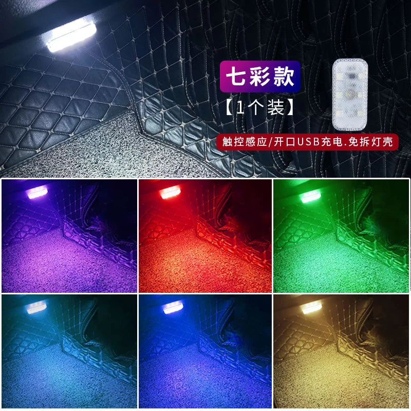 LED Touch Lights Small Wireless Car Interior Lights Auto Design Roof Reading Lamp For Storage Box Wireless Magnetic USB Charging