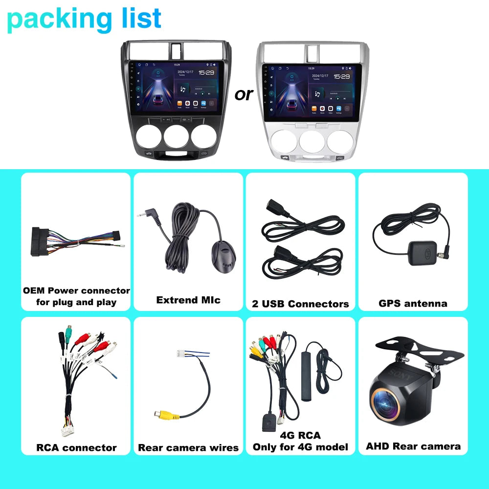 Android 15 WIFI 5G Car Radio For Honda City 2008 2009 2010 - 2014 Auto Multimedia Carplay