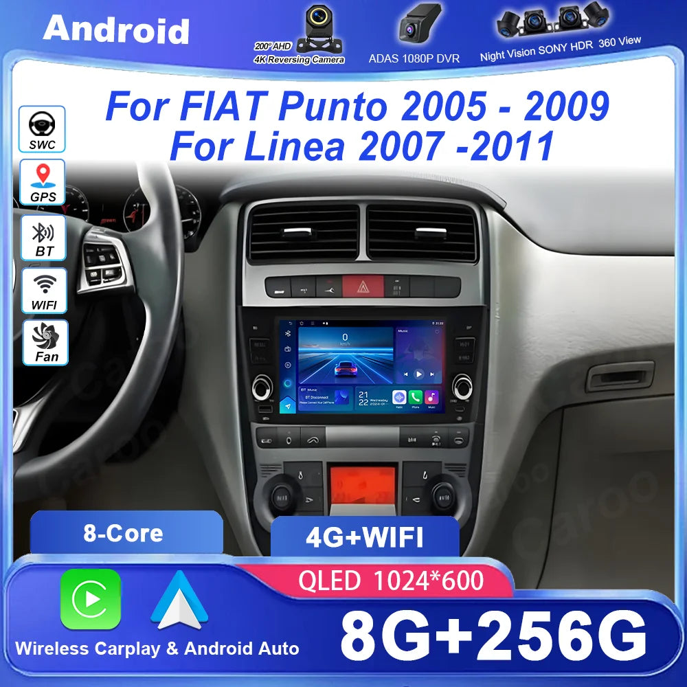Car Radio Android 16 For FIAT Punto 2005-2009 For Linea 2007-2011 Stereo Head Unit Multime