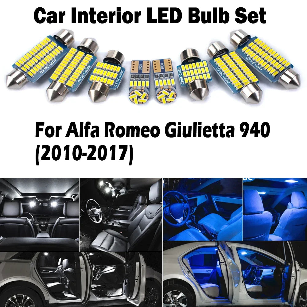 13-Piece LED Interior Light Kit for Alfa Romeo Giulietta 940 2010-2015 - Canbus Dome Map Door Trunk Bulbs | AUTOKITSHOP