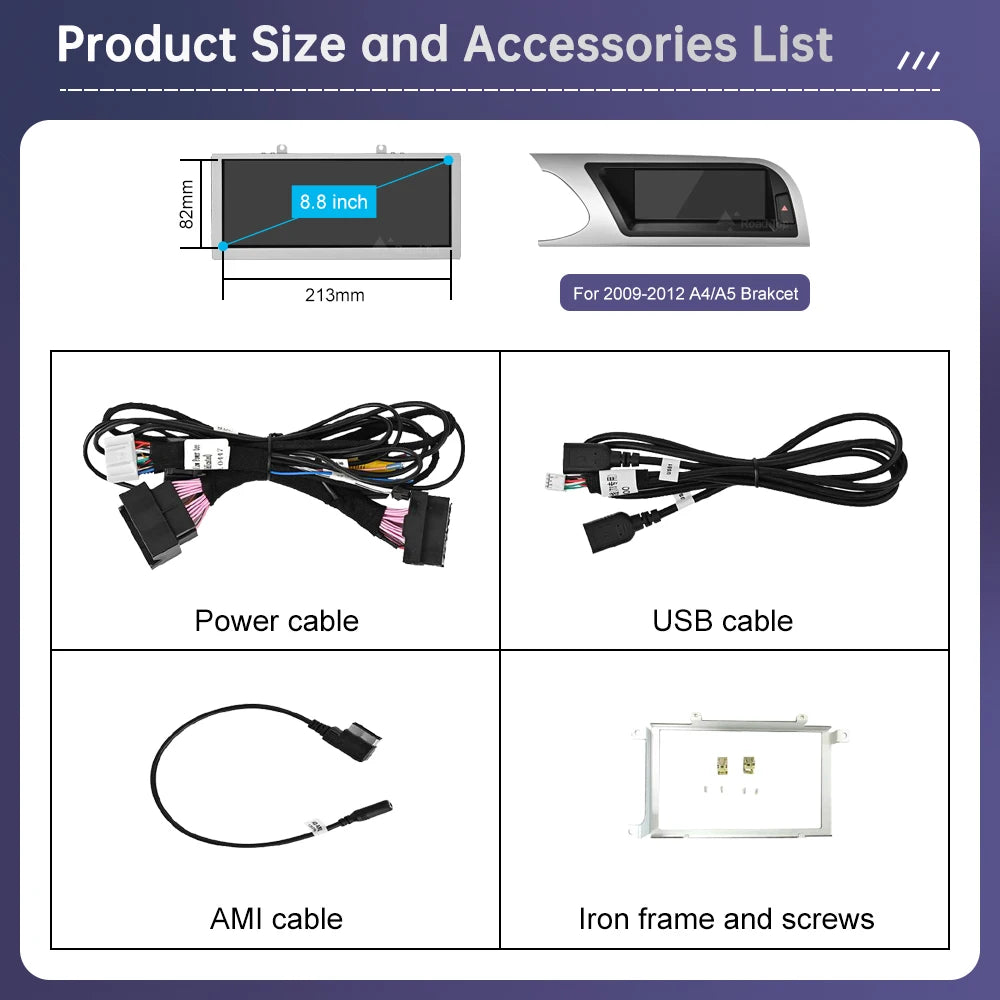 8.8inch Car Radio Multimedia Linux Screen For Audi A4 A5 2009-2012 with Wireless CarPlay A | AUTOKITSHOP