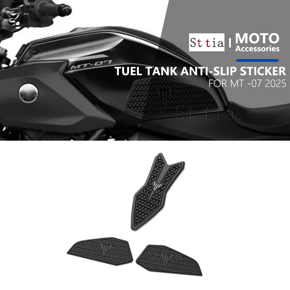 For Yamaha MT-07 2025 Motorcycle Non-slip Side Fuel Tank Stickers Waterproof Pad Rubber Sticker  - Automotive LED Light