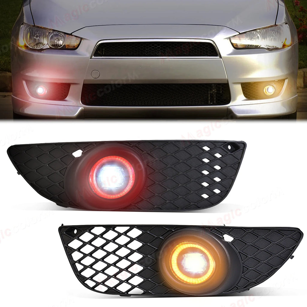 LED Fog Lamps Angel Eyes Rings For Mitsubishi Lancer 2008 2009 2010 2011 2012 2013 DRL Day | AUTOKITSHOP