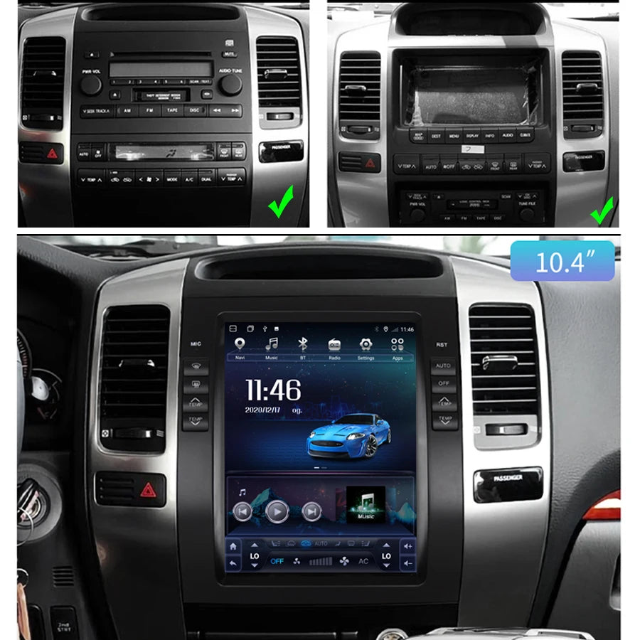10.4 INCH Android 13 Auto Car radio For Toyota Land Cruiser Prado 120 for Lexus GX470 Tesl | AUTOKITSHOP