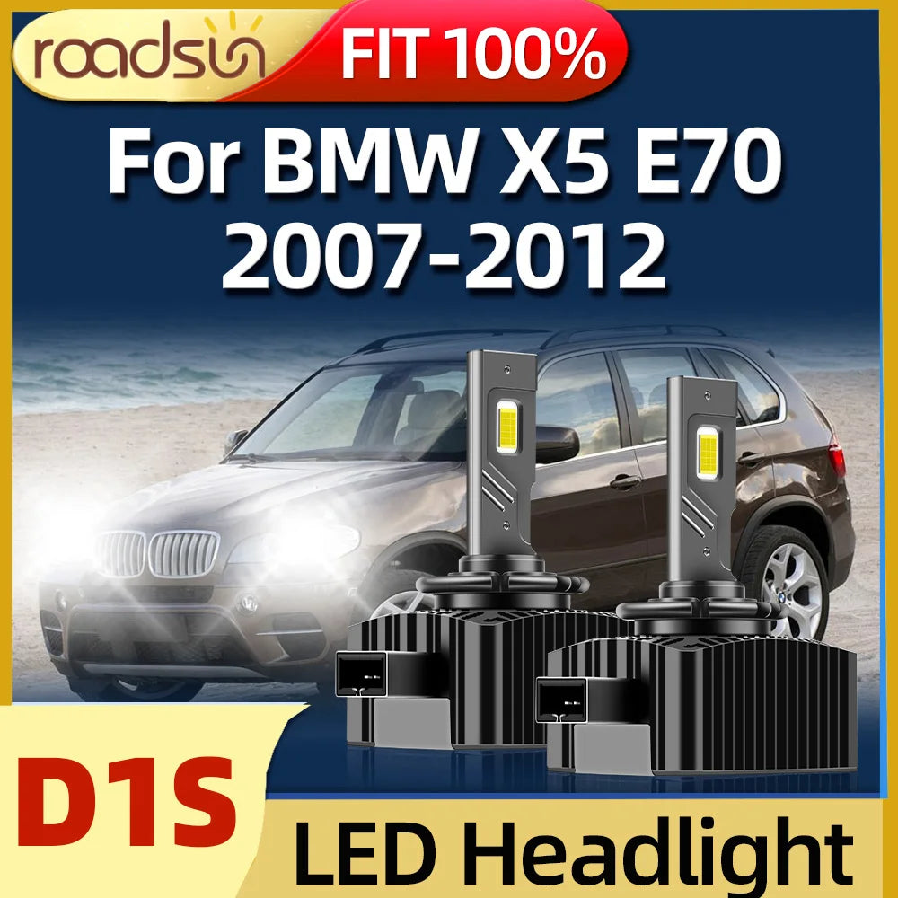 Roadsun D1S LED Headlight 6000K 30000LM HID 55W Car Bulbs Fit For BMW X5 E70 2007 2008 200