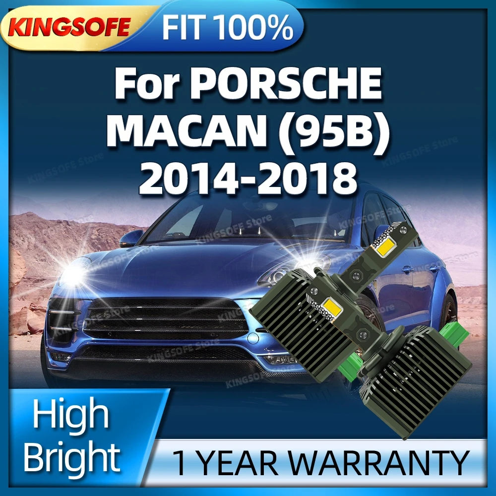 LED Headlights HID D3S Turbo 50000LM Car Light Bulbs Two-sided CSP Chip 6000K For PORSCHE