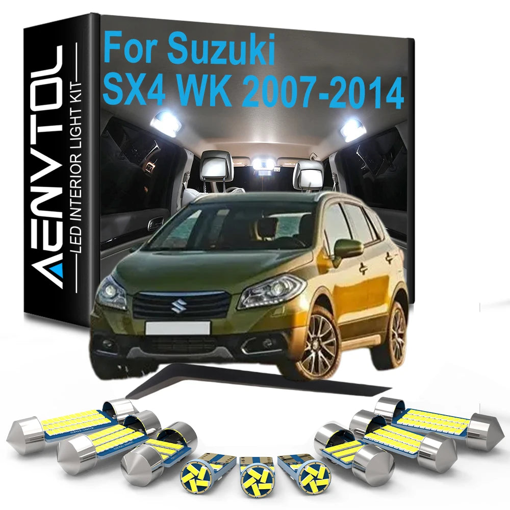 9-Piece LED Interior Light Kit for Suzuki SX4 - Canbus Error-Free Interior Bulbs