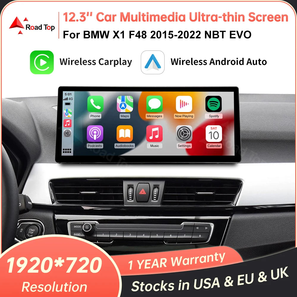 12.3 inch Linux Screen Car Multimedia Display For BMW X1 F48 2015-2022 NBT EVO With Wirele | AUTOKITSHOP