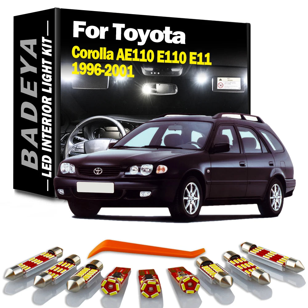 BADEYA 9Pcs LED Interior Reading Indoor Light Kit For Toyota Corolla AE110 E110 E11 1996 -