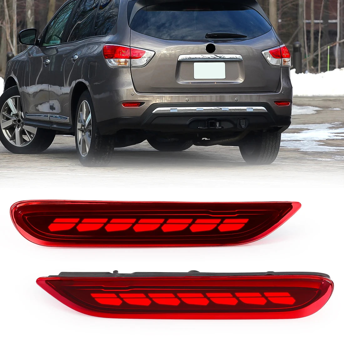 LED Rear Bumper Reflector Lights For Nissan X-trail T32 Rogue Qashqai J11 Leaf Pathfinder  | AUTOKITSHOP