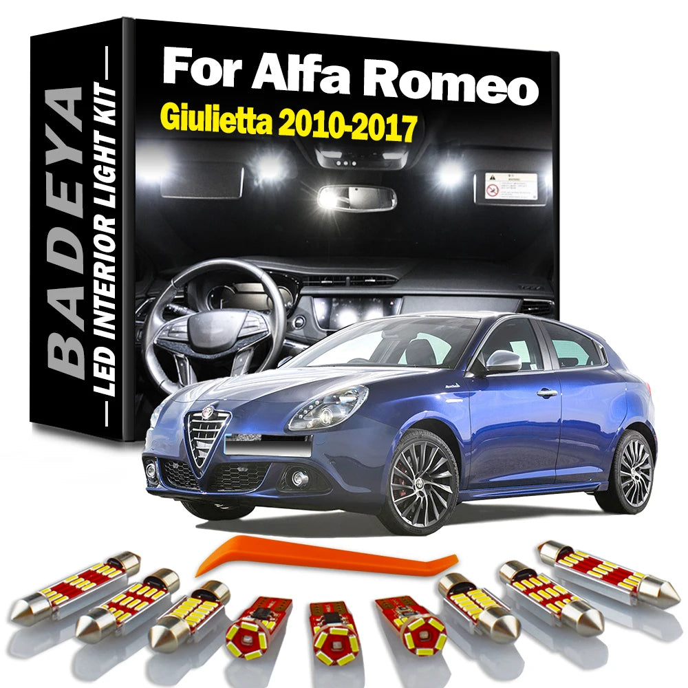 BADEYA 16Pcs Canbus LED Interior Map Dome Door Light Kit For Alfa Romeo Giulietta 940 2010