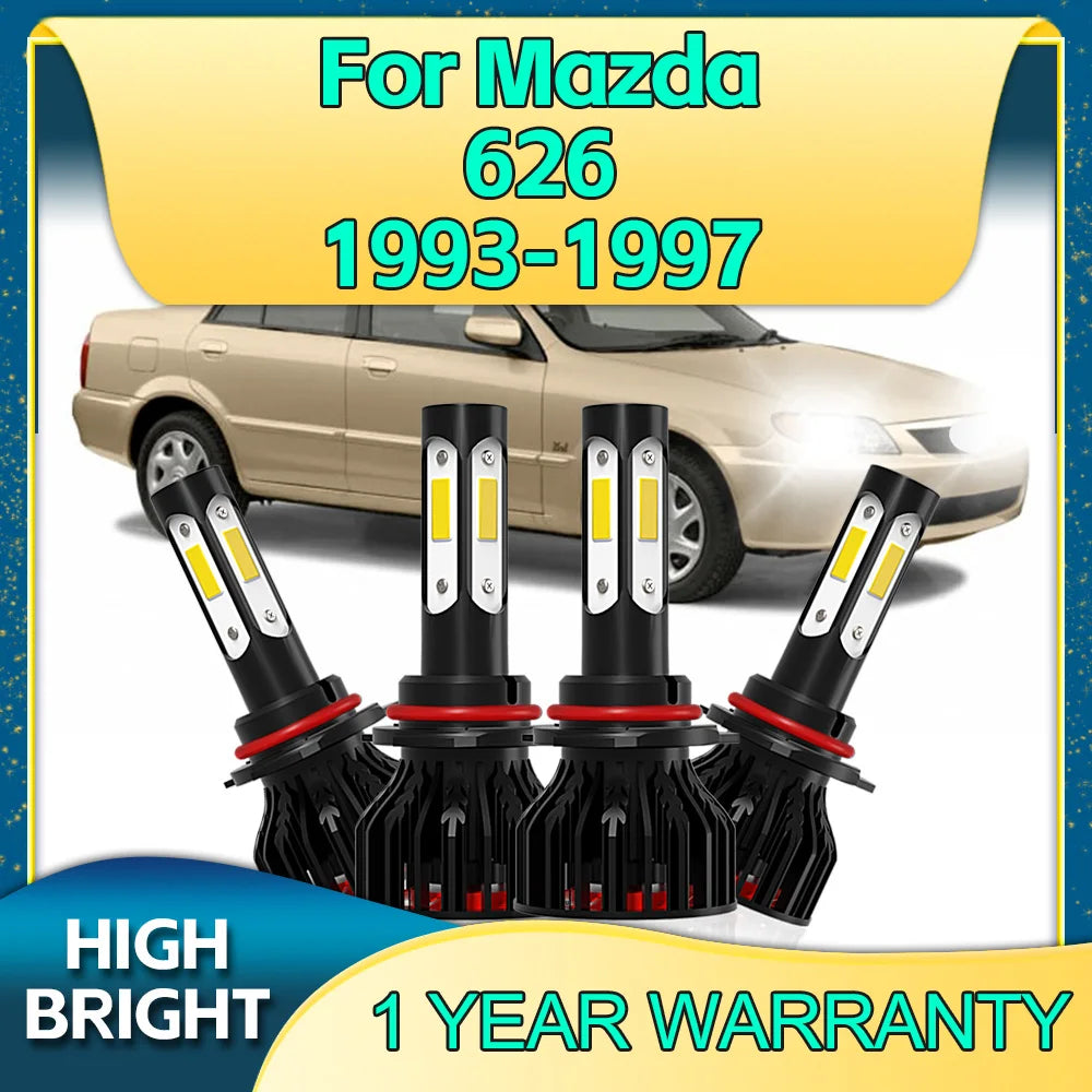 2/4Pcs LED Headlights COB 9005 9006 Car Bulbs 30000Lm 4Side Chip 6000K High Bright For Maz