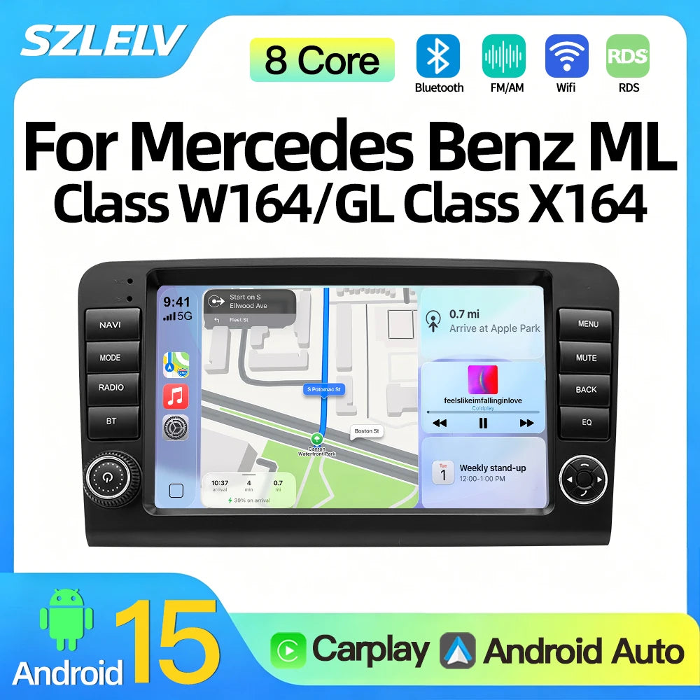 SZLELV Android Auto Carplay Audio For Mercedes Benz ML GL CLASS W164 X164 ML350 Bluetooth