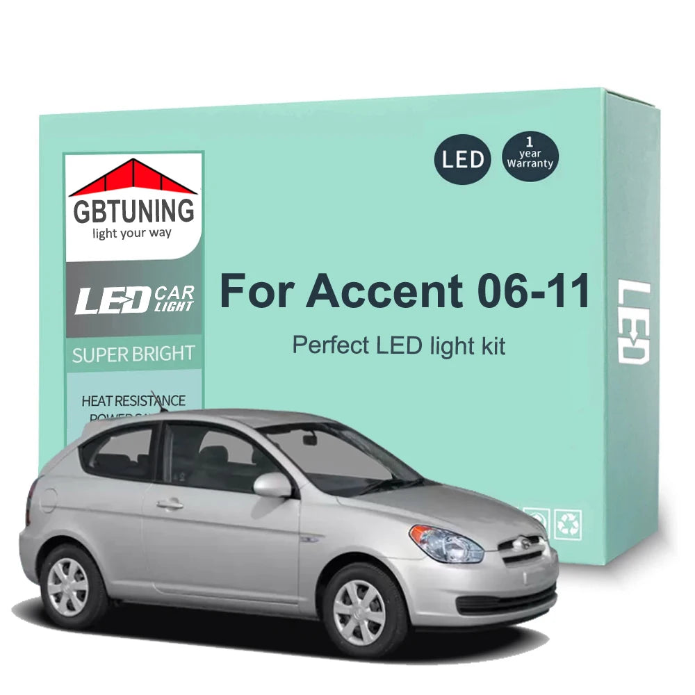 10-Piece LED Interior Light Kit for Hyundai Accent MC - Canbus Error-Free Bulbs | AUTOKITSHOP