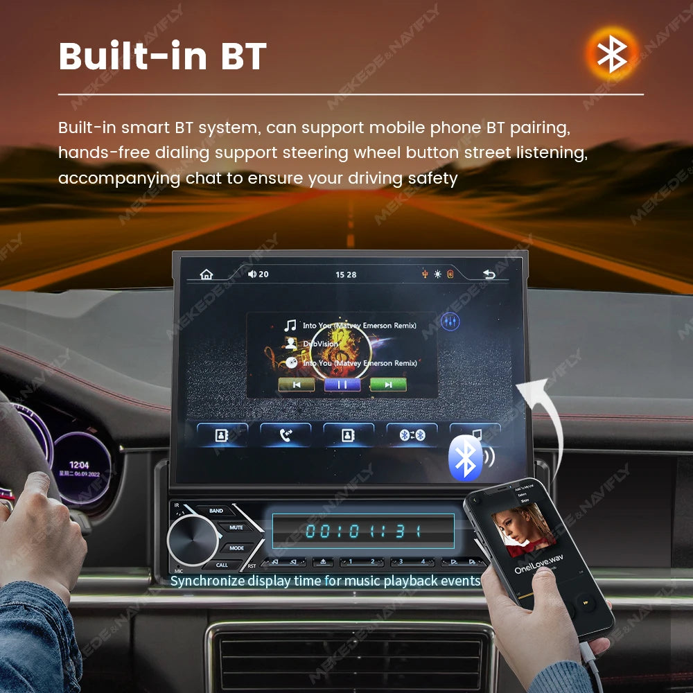 1Din 7inch Wireless Car-play Android Auto Car Stereo HD Retractable Screen Multimedia Vide | AUTOKITSHOP