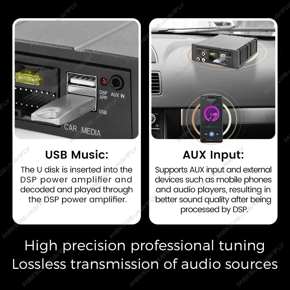 Car Digital Audio Processor DSP Amplifier 4*80W for Auto Radio Stereo USB RCA AUX Android  | AUTOKITSHOP