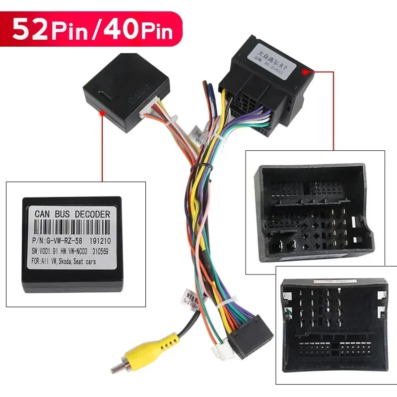 40PIN 52PIN ISO Connector for Skoda Volkswagen Golf 5/6/Polo/Passat/Jetta/Tiguan/Touran Ca | AUTOKITSHOP