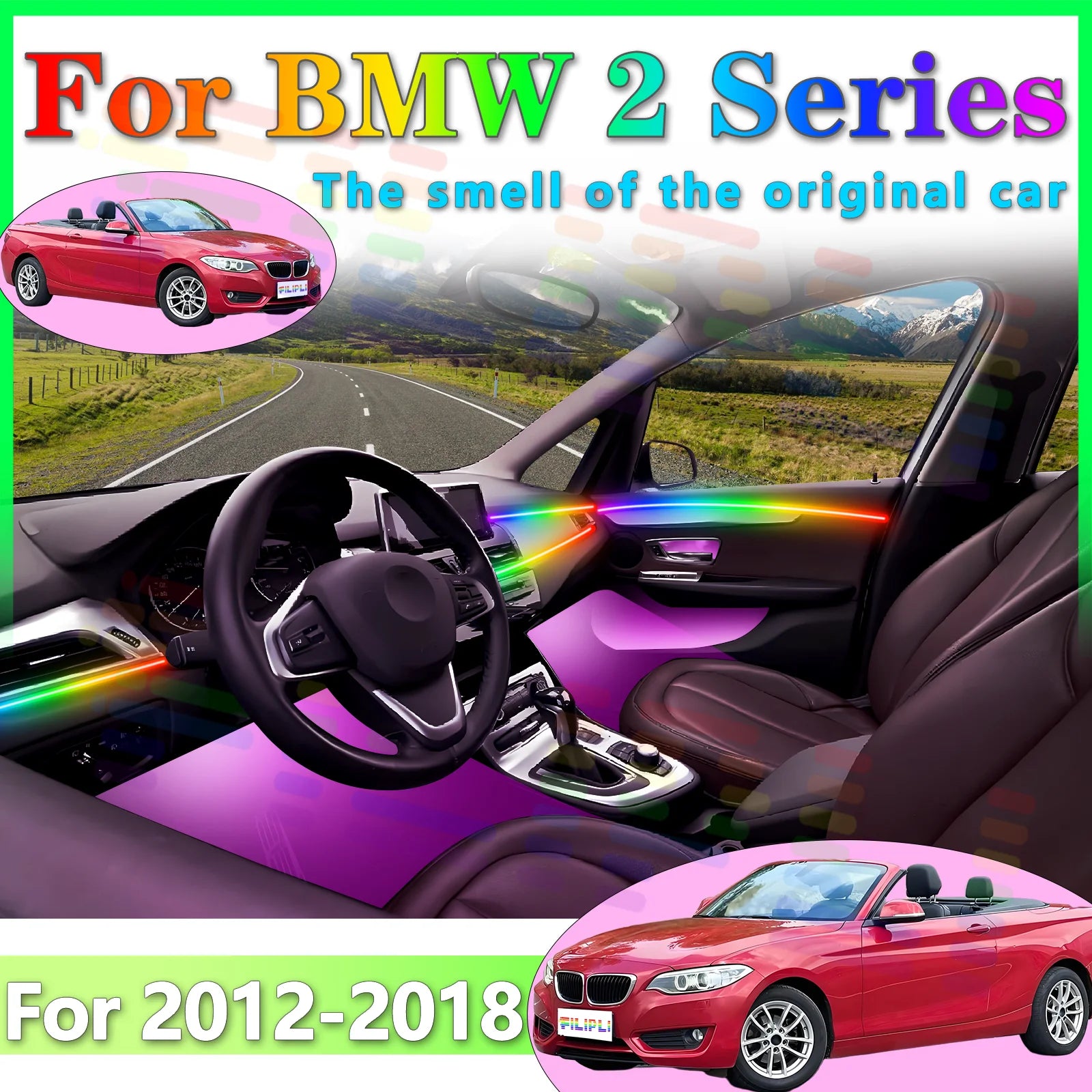 RGB - Ambient Light - for BMW F22 F46 F45 - App Control - Car Interior Lighting | AUTOKITSHOP