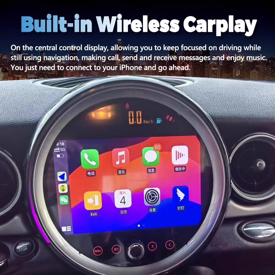 9inch Android Car Radio For BMW MINI COOPER R56 R60 2007 - 2014 QLED Multimedia Video Play
