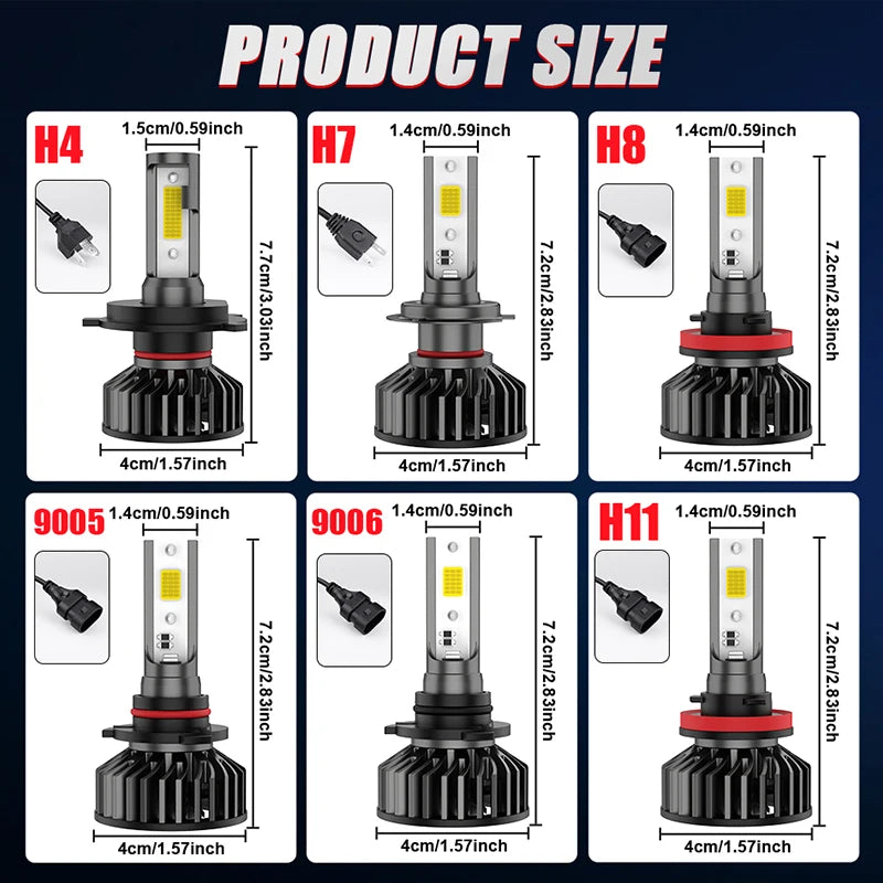 H7 H4 LED Car Headlight H11 H8 H9 9005 9006 HB3 HB4 Lamp for Auto 4300K 5000K 6000K Super