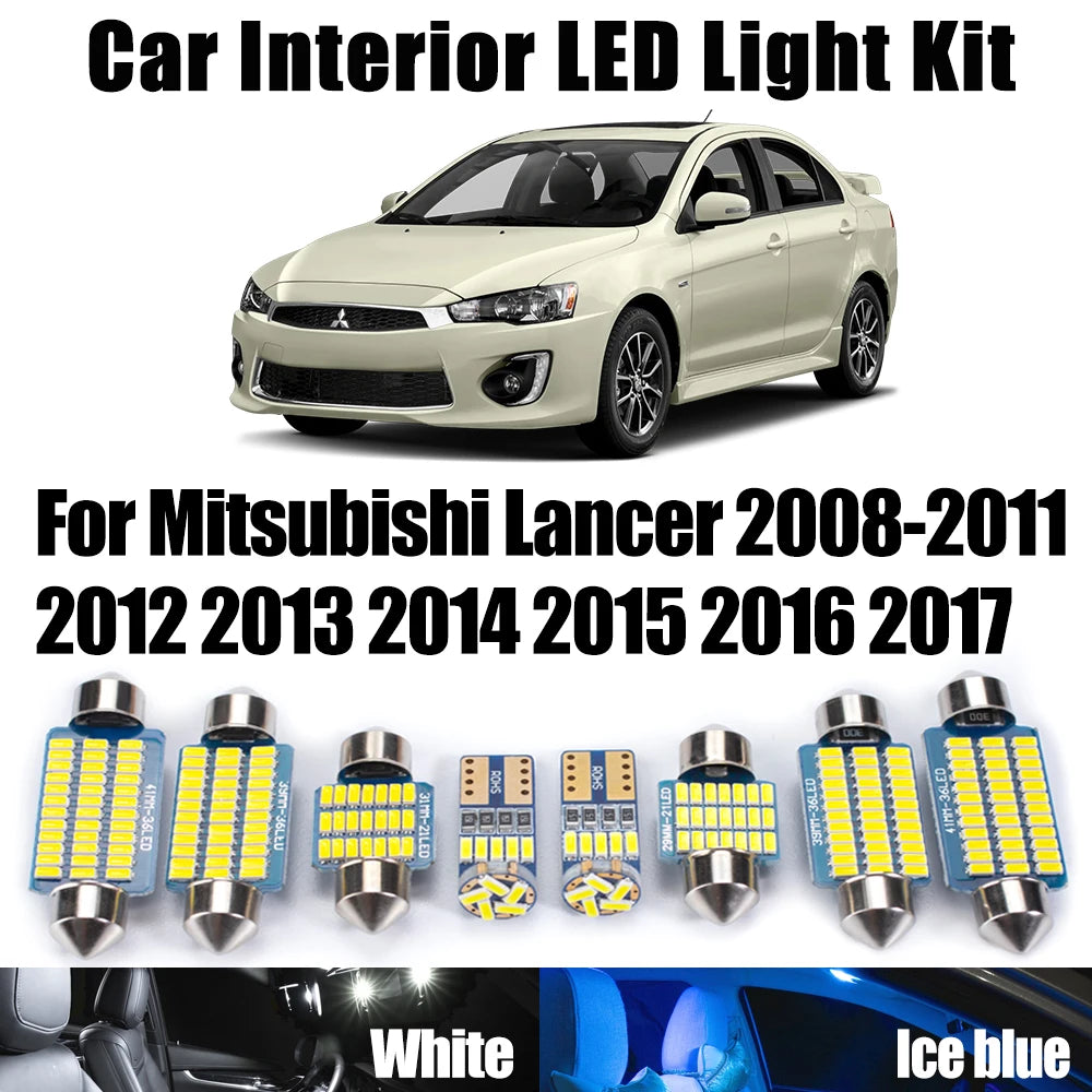 8-Piece LED Interior Light Kit for Mitsubishi 2008-2013 - Canbus Error-Free Interior Bulbs