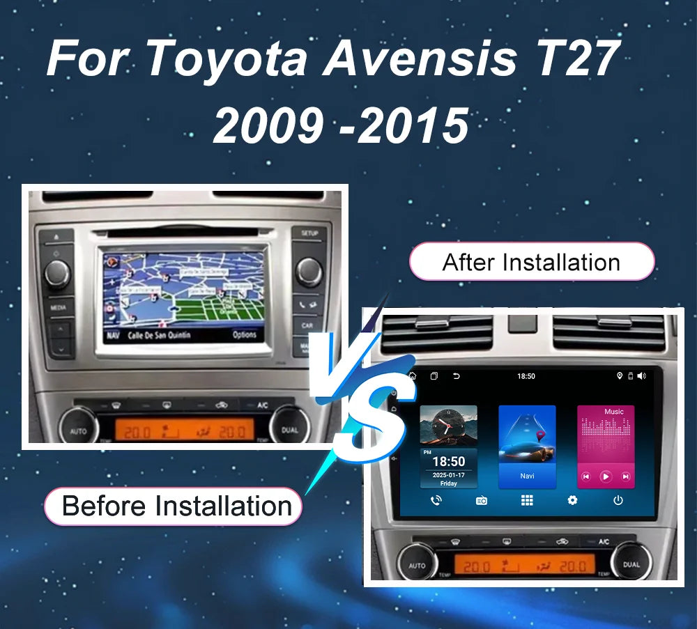 Android 15 Car Radio For Toyota Avensis T27 2009 -2015 Multimidia Video Player QLED Touch