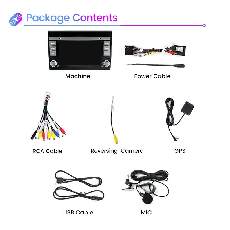 Android 15 Car Radio For Fiat Bravo 198 2 II 2007 -2014 Wireless CarPlay Android Auto Mult