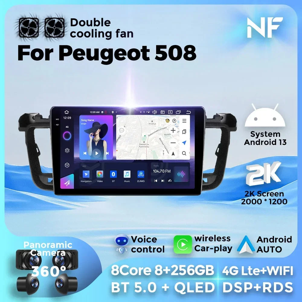Wireless Carplay Android Auto Car Radio for Peugeot 508 2011- 2018 GPS Navigation 2Din DVD | AUTOKITSHOP