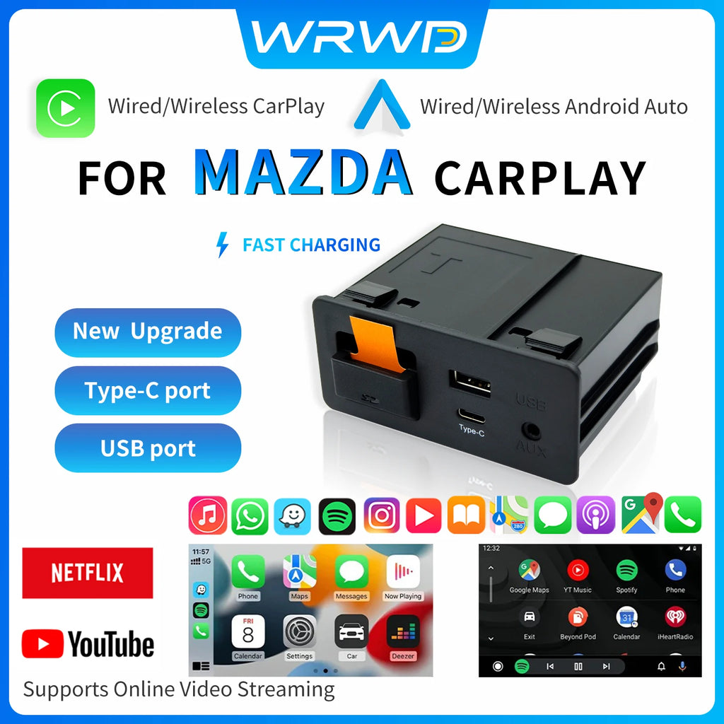 With Type-C For Mazda Carplay And Android Auto Adapter For Retrofit Mazda 2 3 6 CX3 CX5 CX